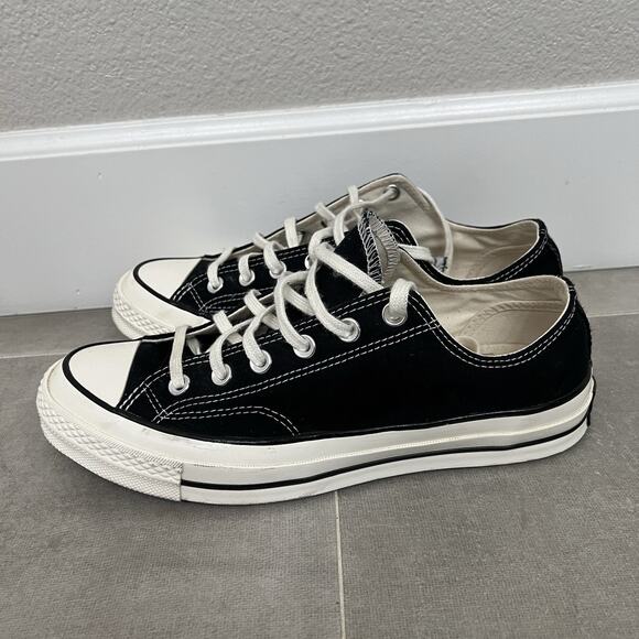 Converse Chuck Taylor 70 OX Mens 8/Womens 10 Black Canvas Casual Sneaker Shoes - Picture 2 of 5
